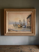 Load image into Gallery viewer, Harbor at Dusk Mid Century Oil Painting
