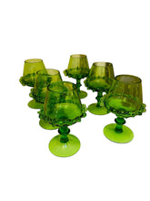 Load image into Gallery viewer, Set of Six Peridot Green Hand Blown Whiskey Glasses
