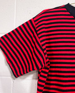 Vintage Red and Black Striped Knit Shirt