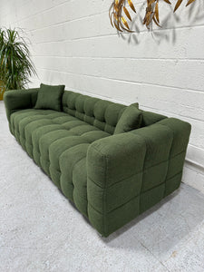 Olive Green Nubby Sofa