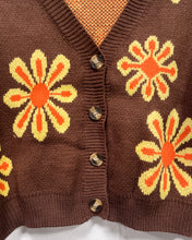 Load image into Gallery viewer, Brown and Orange Flower Power Cardigan
