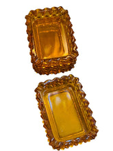 Load image into Gallery viewer, Set of Three Stackable Amber Hobnail Ashtrays
