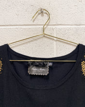 Load image into Gallery viewer, Knit Black Dress with Gold Sequin Detail (S)
