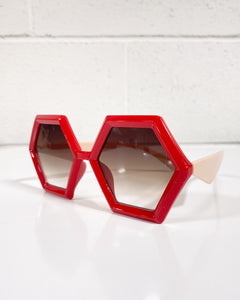 Red Octagonal Sunglasses