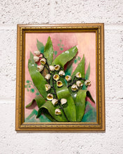 Load image into Gallery viewer, Vintage Framed Ceramic Lily of the Valley Art - As Found
