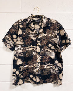 Vintage Black Hawaiian Button Up Shirt