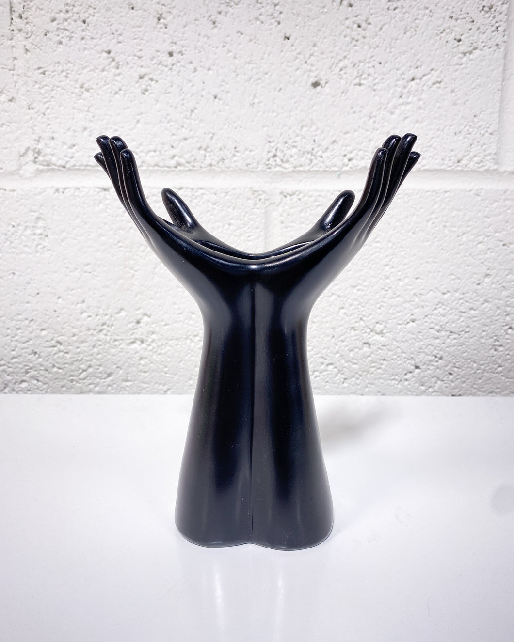 Open Hands Black Vase