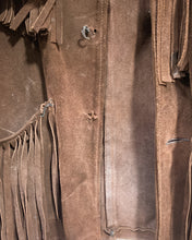 Load image into Gallery viewer, Vintage Chocolate Brown Western Suede Jacket with Fringe- As Found
