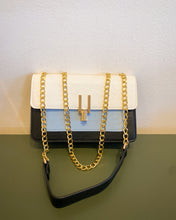 Load image into Gallery viewer, Cream, Blue and Black Purse
