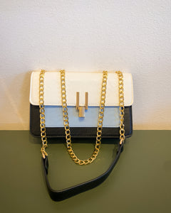 Cream, Blue and Black Purse