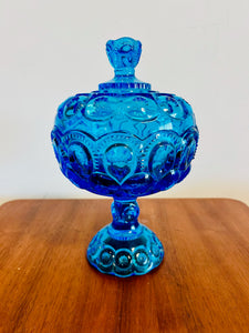 Moon and Star Small Compote Candy Dish Colonial Blue