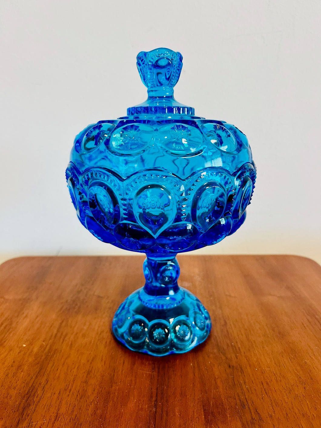 Moon and Star Small Compote Candy Dish Colonial Blue