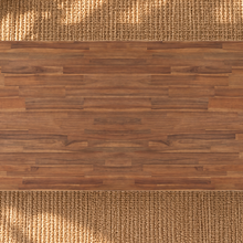 Load image into Gallery viewer, Callan rectangular solid acacia wood dining table in natural brown with square wood legs and visible natural grain variation.
