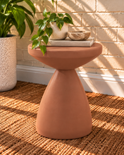 Load image into Gallery viewer, Callie Sculptural Side Table in Clay Ember with a matte finish and rounded sculptural pedestal base.
