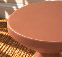 Load image into Gallery viewer, Callie Sculptural Side Table in Clay Ember with a matte finish and rounded sculptural pedestal base.
