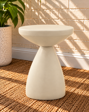 Load image into Gallery viewer, Callie Sculptural Side Table in Ivory Dune with a matte cream finish and rounded sculptural pedestal base.
