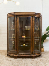 Load image into Gallery viewer, Antique Circa 1900 Bow Front Quarter Sawn Oak China Cabinet Hutch Display
