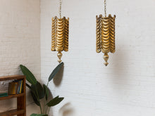 Load image into Gallery viewer, Italian 1960’s Vintage pair of Gold Draped Swag Lamps
