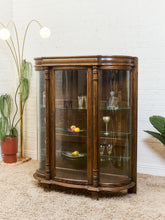 Load image into Gallery viewer, Antique Circa 1900 Bow Front Quarter Sawn Oak China Cabinet Hutch Display
