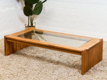 Load image into Gallery viewer, Oak and boho Smoked Glass 1970’s Coffee Table
