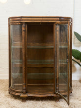 Load image into Gallery viewer, Antique Circa 1900 Bow Front Quarter Sawn Oak China Cabinet Hutch Display
