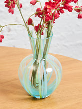 Load image into Gallery viewer, Blue Green Stripped Glass Vase
