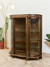 Load image into Gallery viewer, Antique Circa 1900 Bow Front Quarter Sawn Oak China Cabinet Hutch Display
