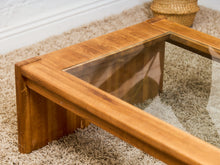 Load image into Gallery viewer, Oak and boho Smoked Glass 1970’s Coffee Table
