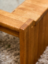 Load image into Gallery viewer, Oak and boho Smoked Glass 1970’s Coffee Table
