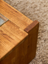 Load image into Gallery viewer, Oak and boho Smoked Glass 1970’s Coffee Table
