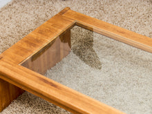 Load image into Gallery viewer, Oak and boho Smoked Glass 1970’s Coffee Table
