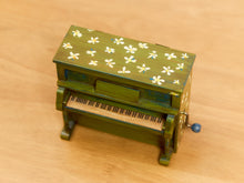 Load image into Gallery viewer, Green Piano Hand Crank Music Box
