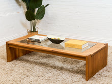 Load image into Gallery viewer, Oak and boho Smoked Glass 1970’s Coffee Table
