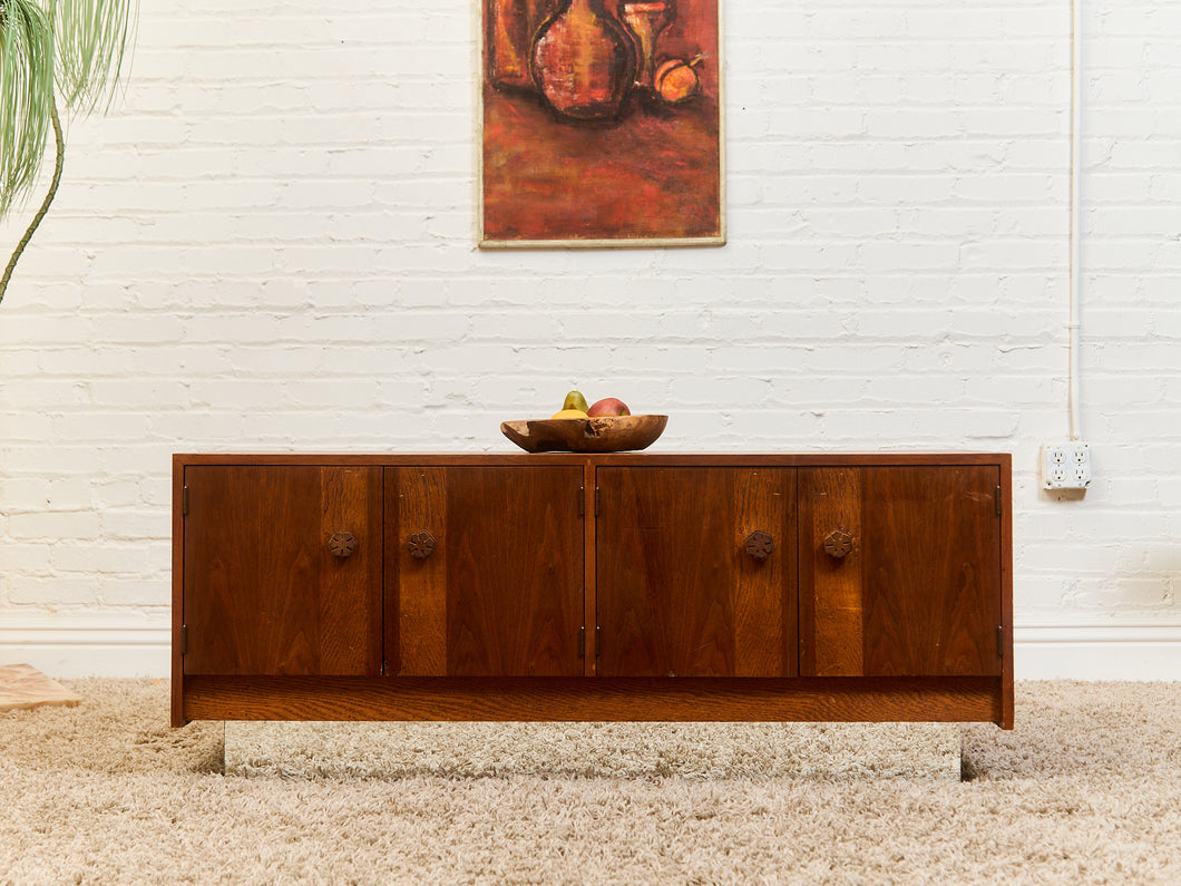 Vintage Brown Saltman Credenza with Plinth Base