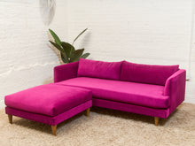 Load image into Gallery viewer, Adi Raspberry Fuschia Velvet Sofa with Ottoman
