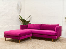 Load image into Gallery viewer, Adi Raspberry Fuschia Velvet Sofa with Ottoman
