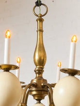 Load image into Gallery viewer, Queen Anne Vintage Brass and Faux Ostrich Egg Chandelier
