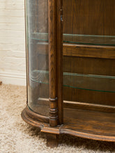 Load image into Gallery viewer, Antique Circa 1900 Bow Front Quarter Sawn Oak China Cabinet Hutch Display
