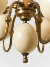 Load image into Gallery viewer, Queen Anne Vintage Brass and Faux Ostrich Egg Chandelier

