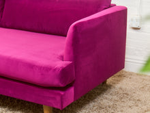 Load image into Gallery viewer, Adi Raspberry Fuschia Velvet Sofa with Ottoman
