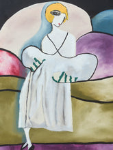 Load image into Gallery viewer, Seated Woman and Pillows from The Essence of the mode of the day Study Painting Art Deco style
