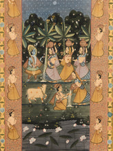 Load image into Gallery viewer, Indian Pichwai Painting of Krishna and Gopis on Fabric
