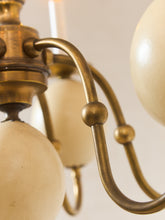 Load image into Gallery viewer, Queen Anne Vintage Brass and Faux Ostrich Egg Chandelier
