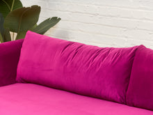Load image into Gallery viewer, Adi Raspberry Fuschia Velvet Sofa with Ottoman
