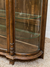 Load image into Gallery viewer, Antique Circa 1900 Bow Front Quarter Sawn Oak China Cabinet Hutch Display
