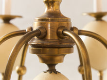 Load image into Gallery viewer, Queen Anne Vintage Brass and Faux Ostrich Egg Chandelier
