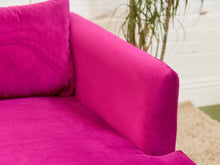 Load image into Gallery viewer, Adi Raspberry Fuschia Velvet Sofa with Ottoman
