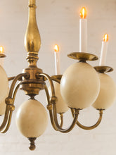 Load image into Gallery viewer, Queen Anne Vintage Brass and Faux Ostrich Egg Chandelier
