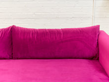 Load image into Gallery viewer, Adi Raspberry Fuschia Velvet Sofa with Ottoman
