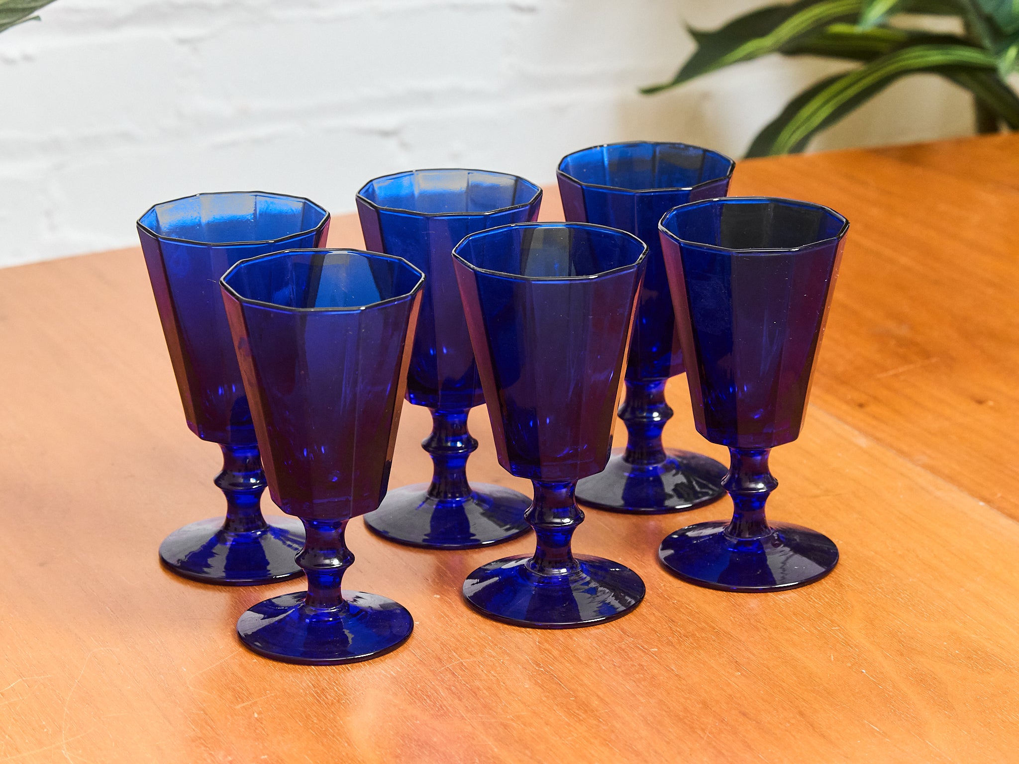 14 inch vintage blue wine glass Antique Cobalt Blue Wine Glasses